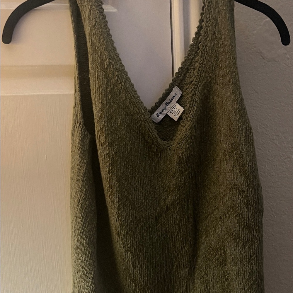 Tommy Bahama Olive Knit Linen-Blend Sleeveless Sweater/Tank Top